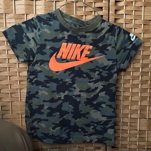 Nike Kids Camo Tee with Orange Logo